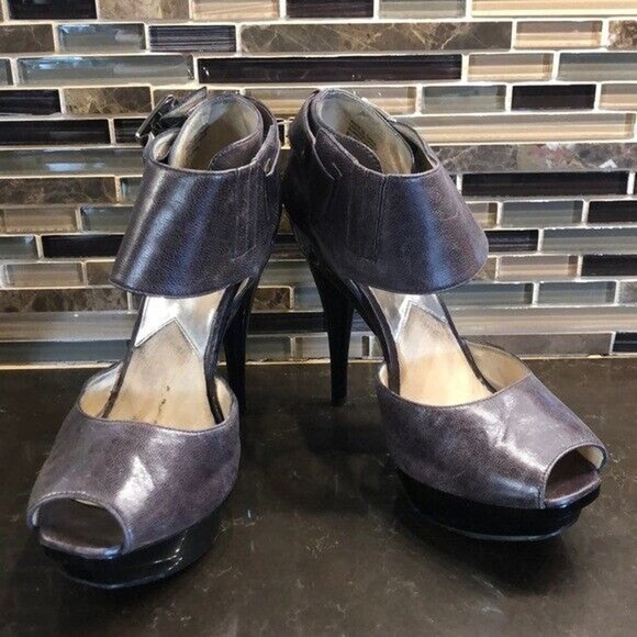 Michael Kors open toe ankle strap heels Women’s Size 6.5 Distressed Brown - Picture 3 of 9